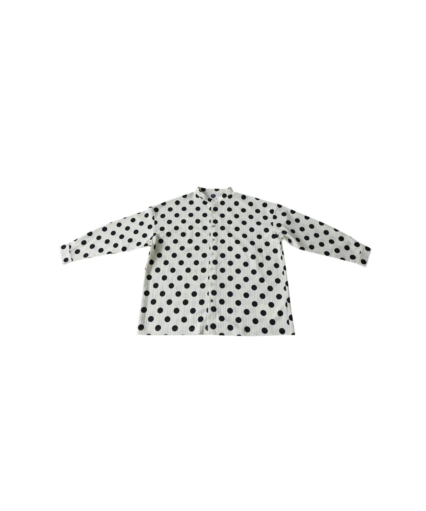 Band Collar Long-Sleeved Polka Dot Shirt Ladies