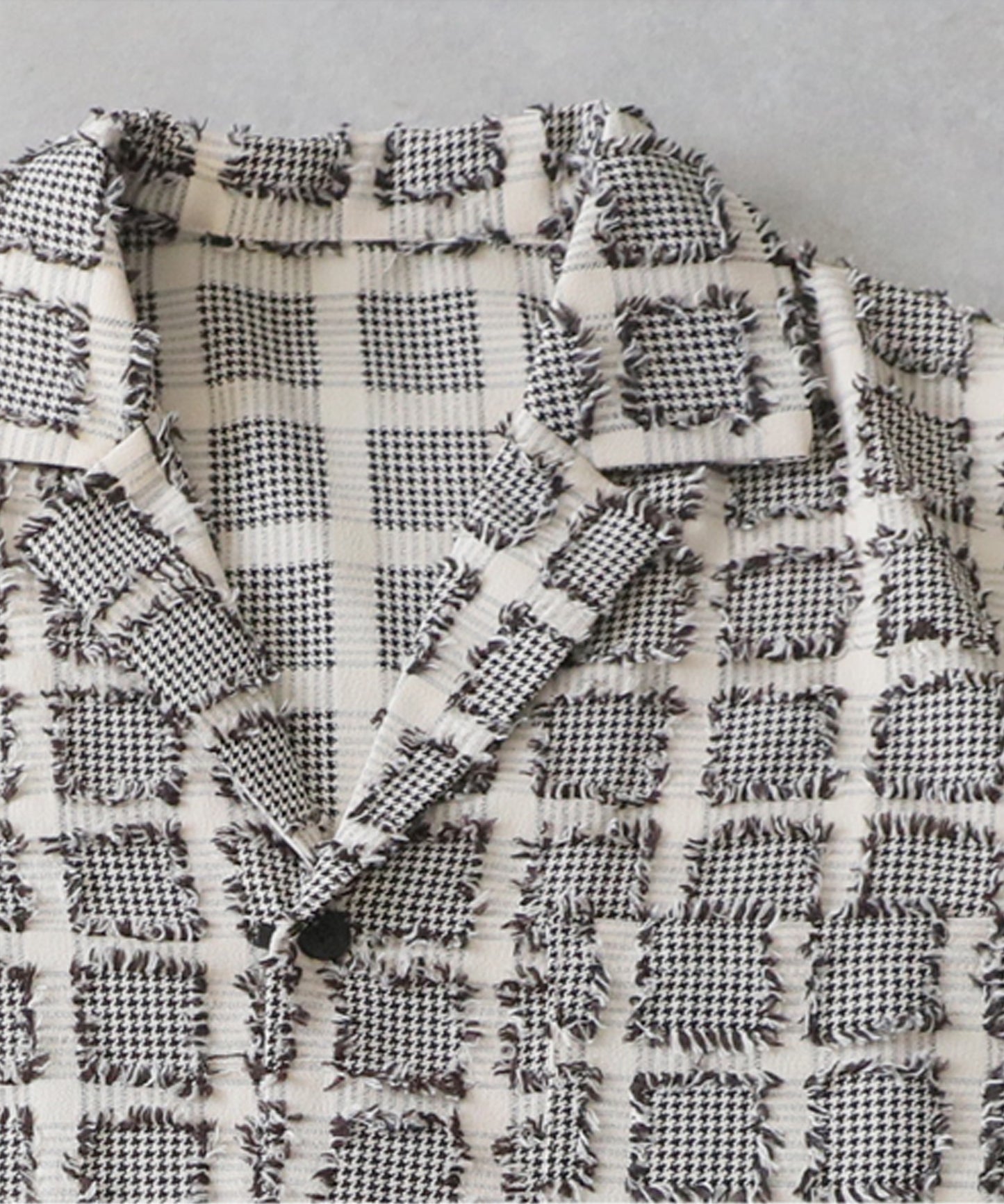 Open-Collar Houndstooth Check Shirt Men’s