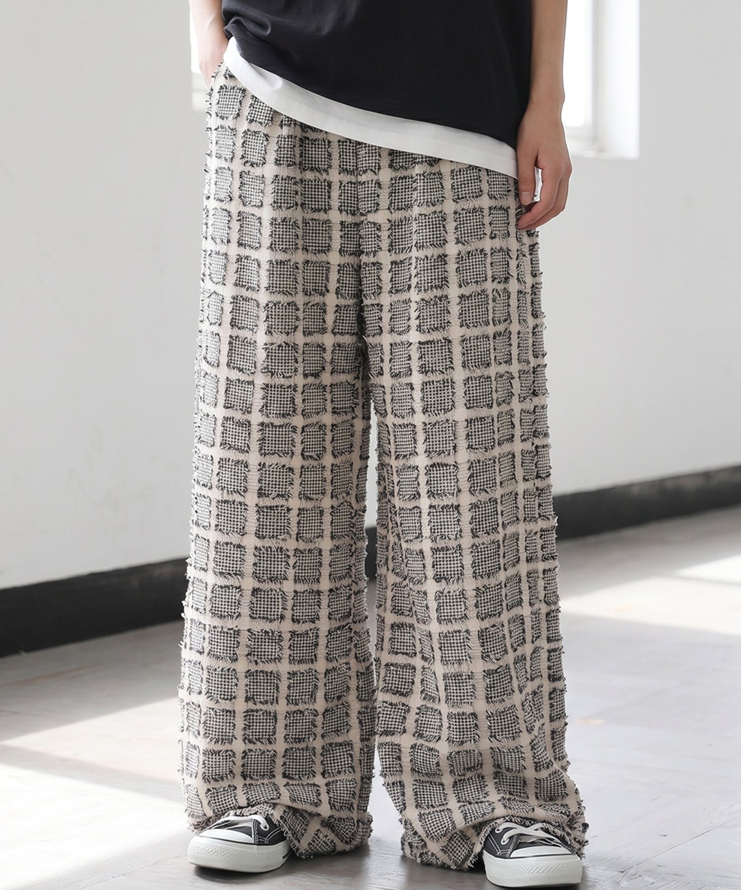 Checkered Wide-Leg Pants Ladies