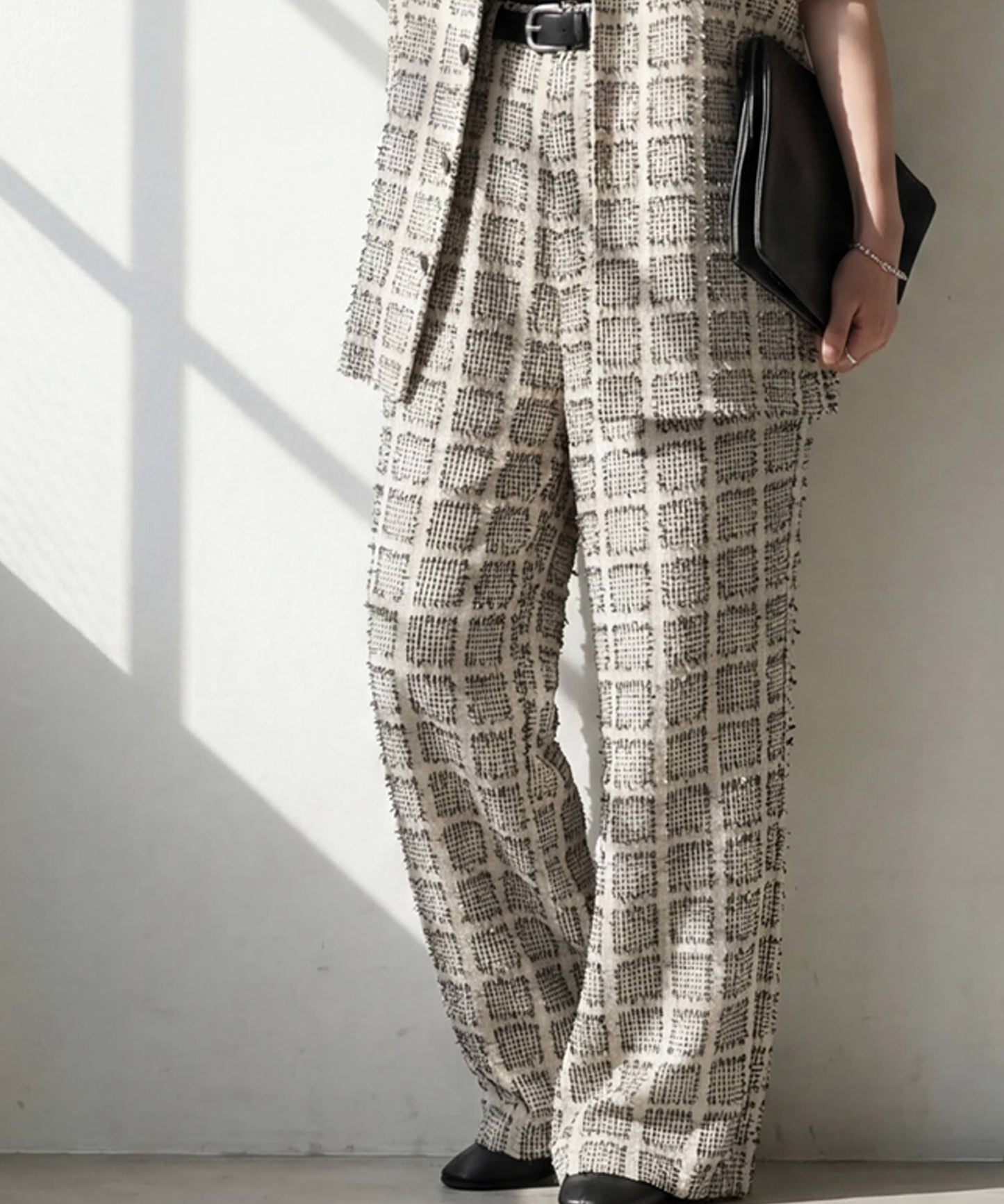 Checkered Wide-Leg Pants Ladies