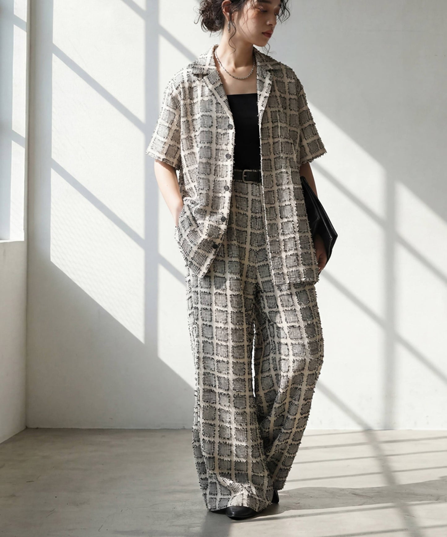 Checkered Wide-Leg Pants Ladies