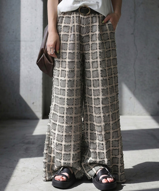 Checkered Wide-Leg Pants Ladies