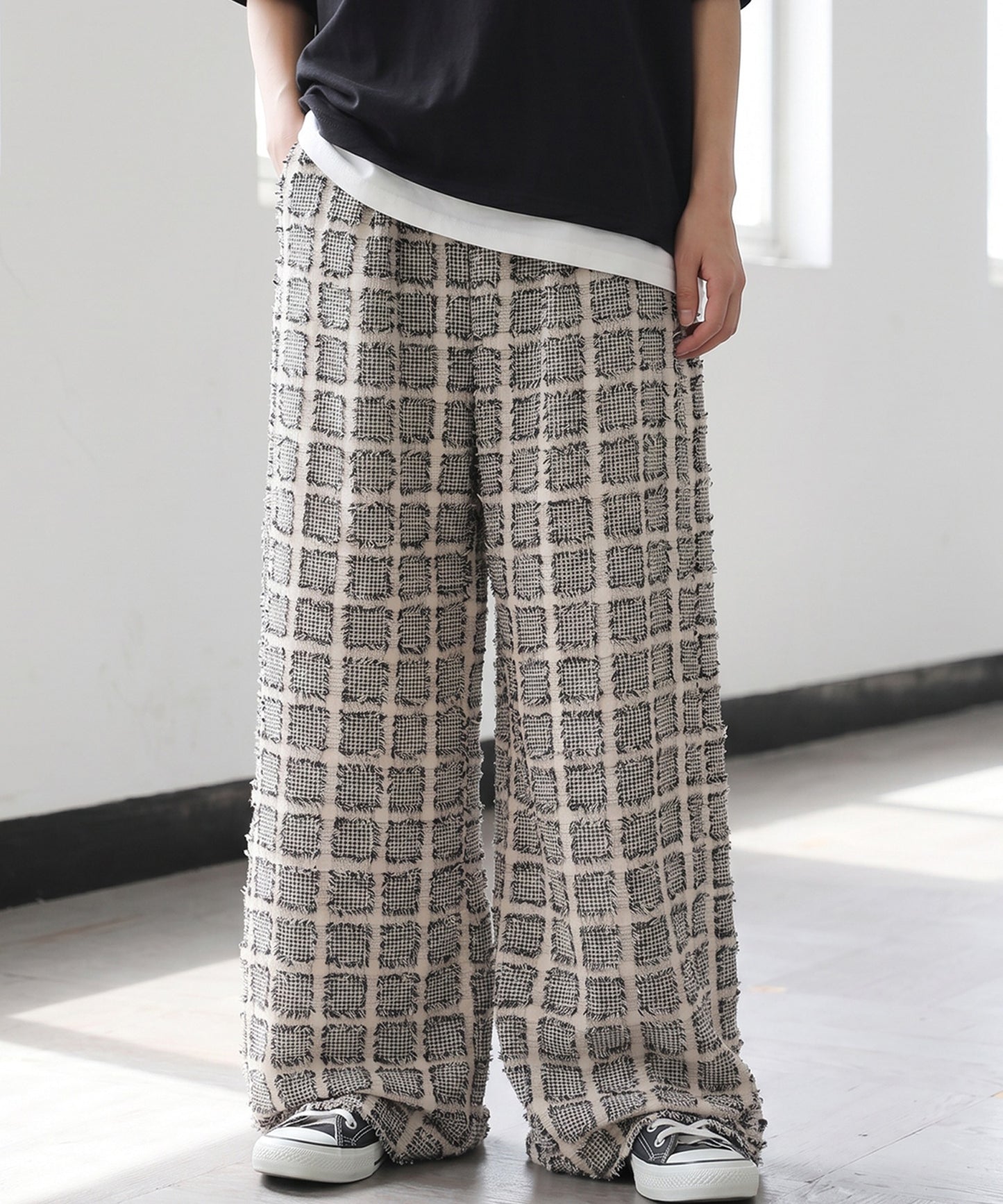 Checkered Wide-Leg Pants Men’s