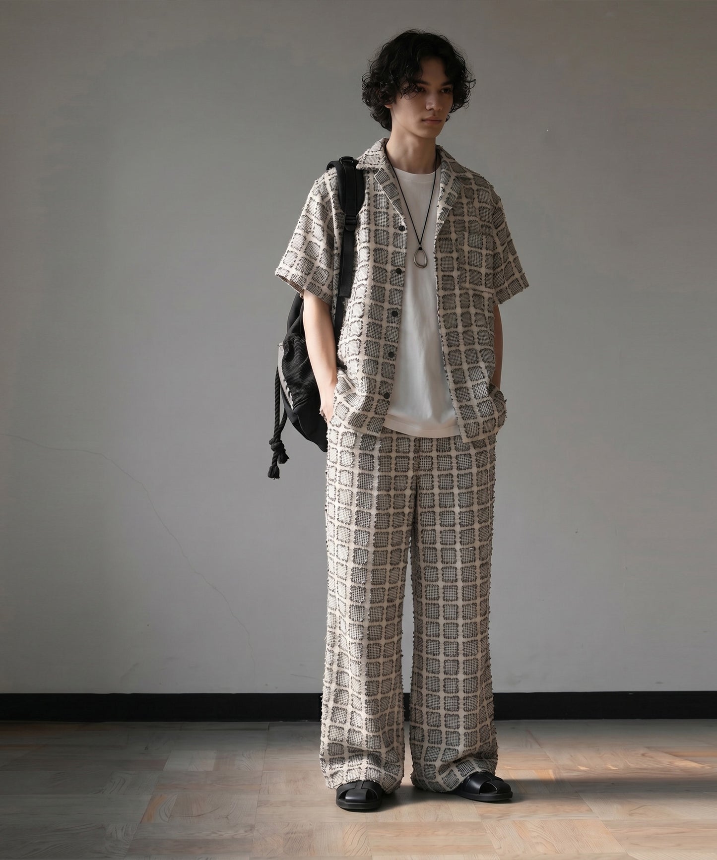 Checkered Wide-Leg Pants Men’s