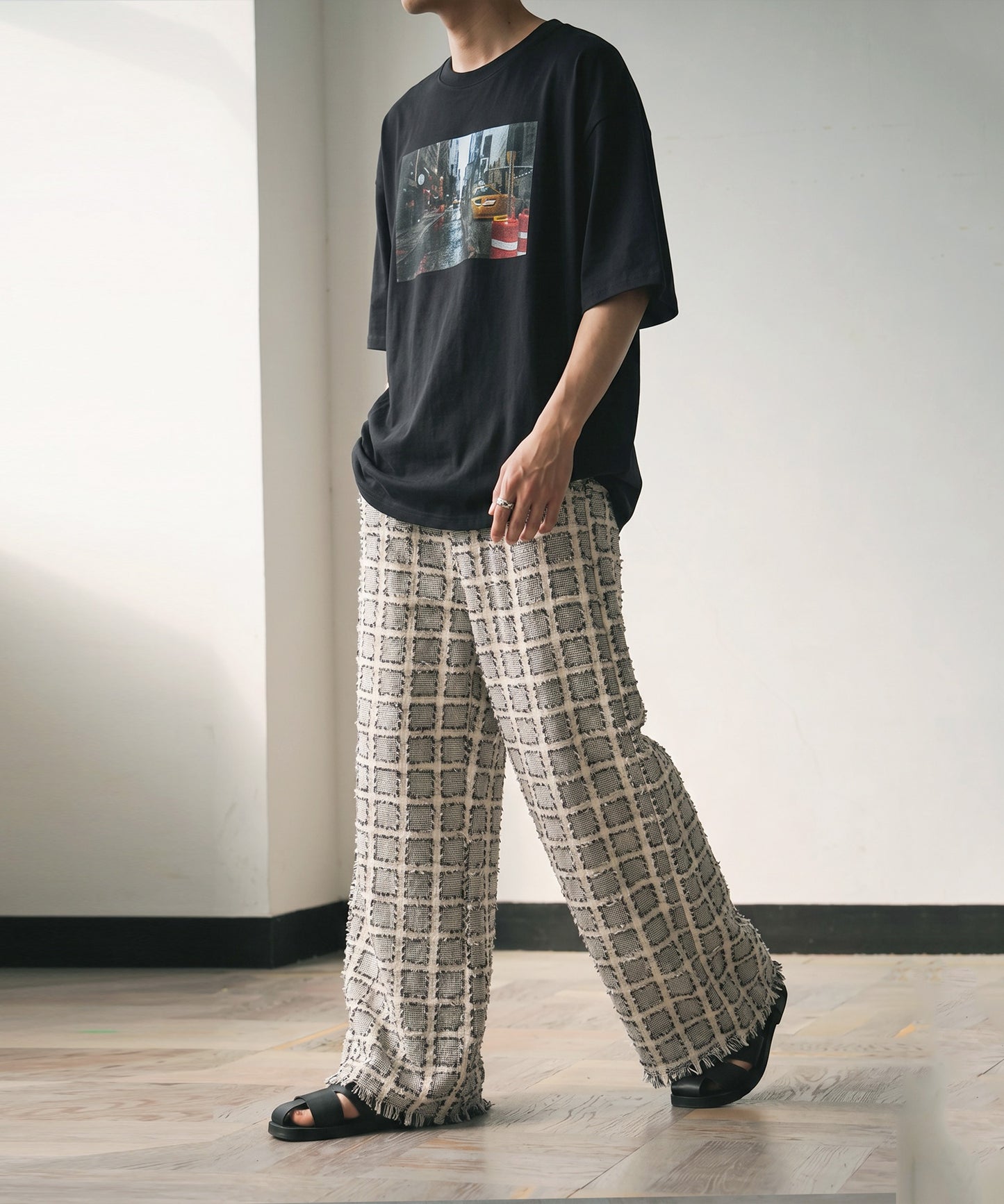 Checkered Wide-Leg Pants Men’s