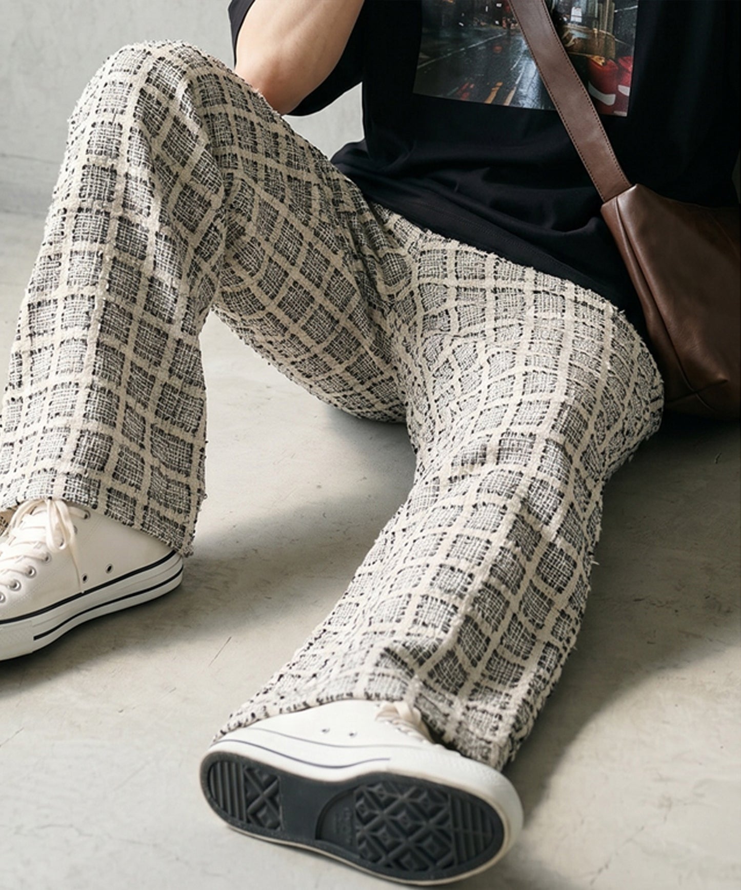 Checkered Wide-Leg Pants Men’s