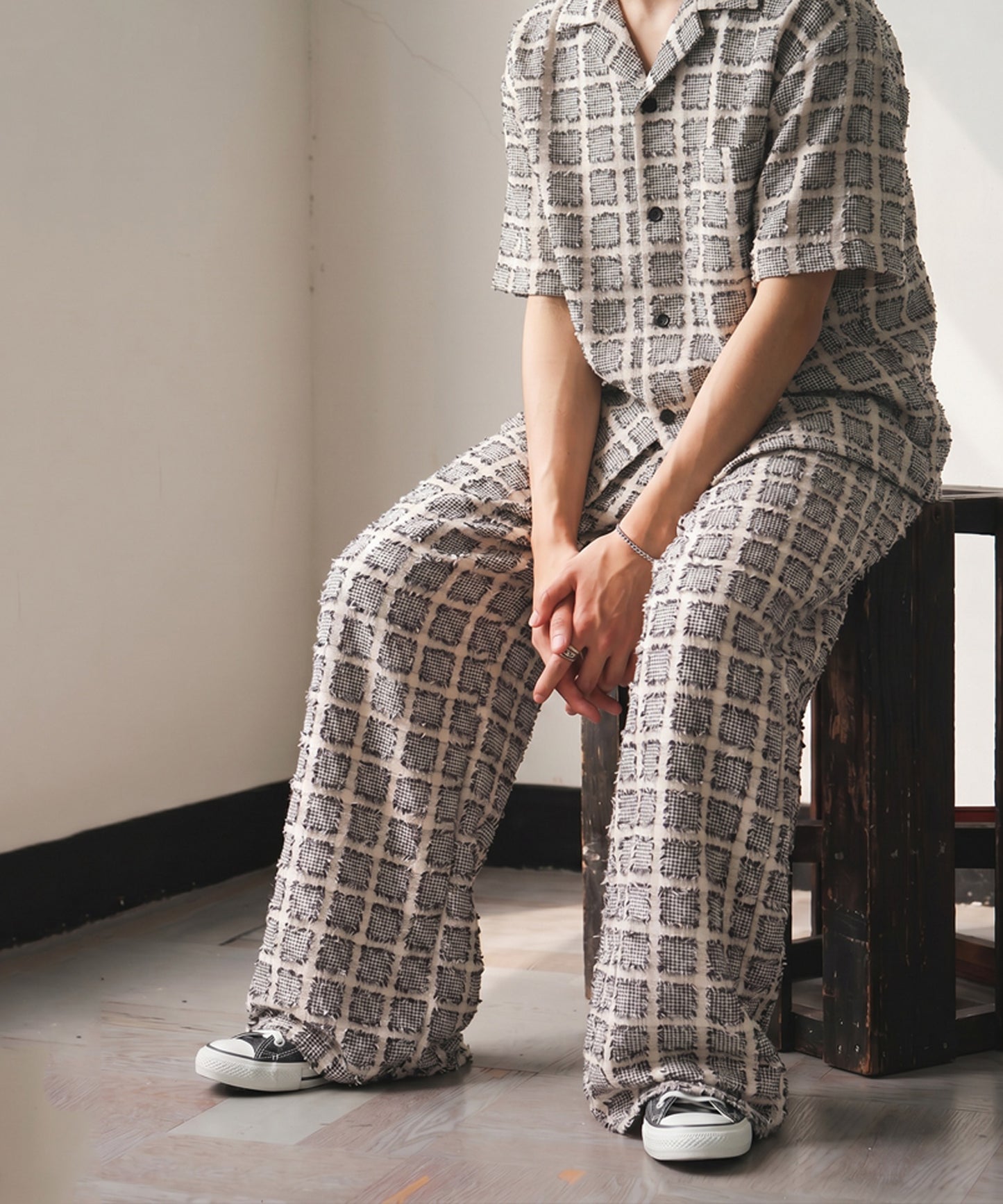 Checkered Wide-Leg Pants Men’s