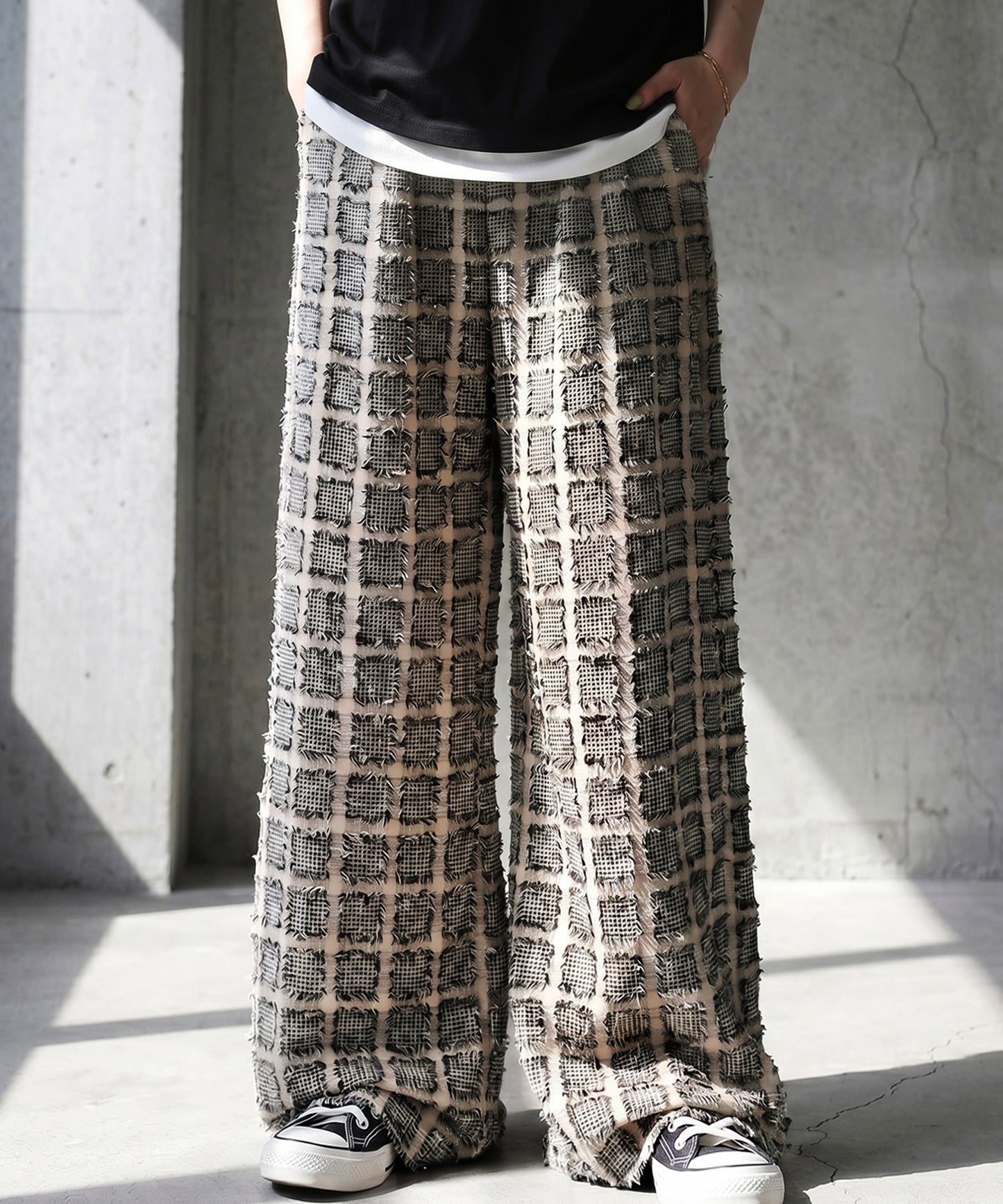 Checkered Wide-Leg Pants Men’s