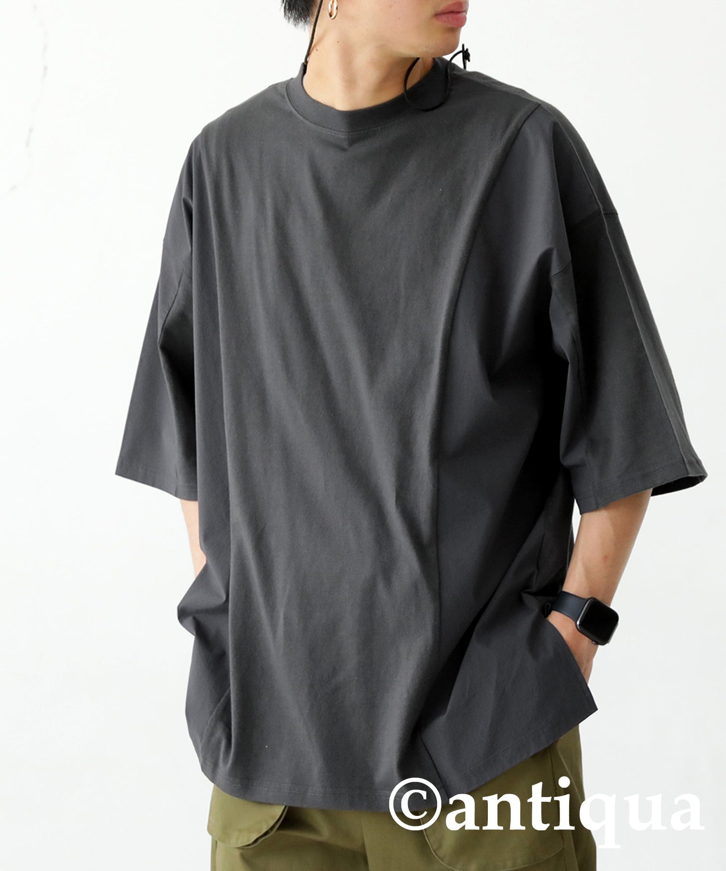 Different material switching T-shirt Men's