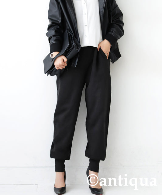 100%Cotton Hem Rib Pants Ladies