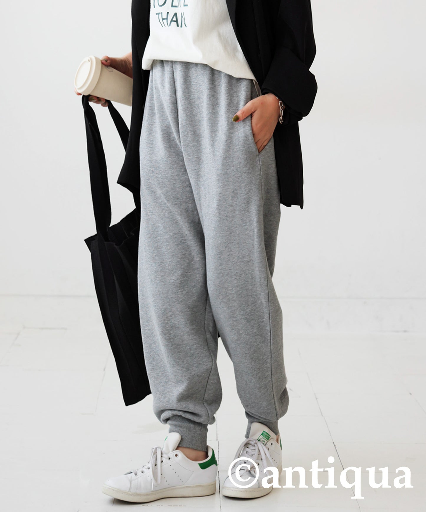 100%Cotton Hem Rib Pants Ladies